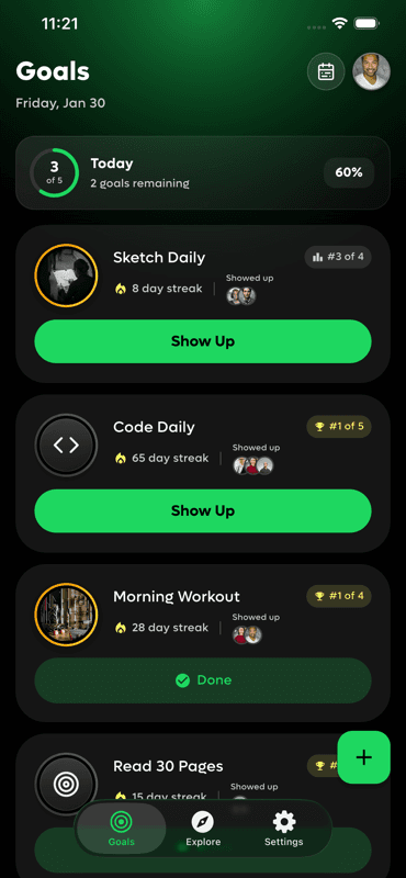 Daily Goals Dashboard